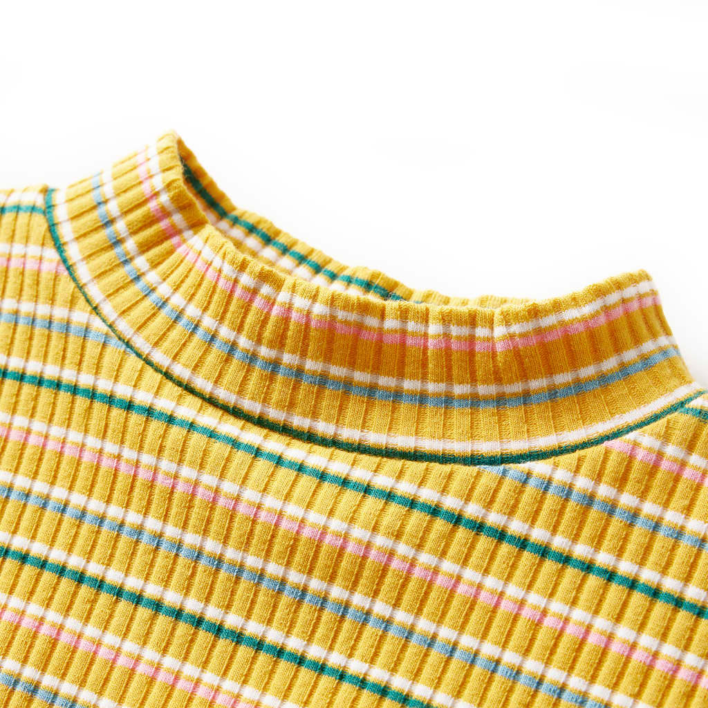 Vidaxl -Kinderhemd mit langen Ärmeln 92 gestreiftes Ocker -Colored