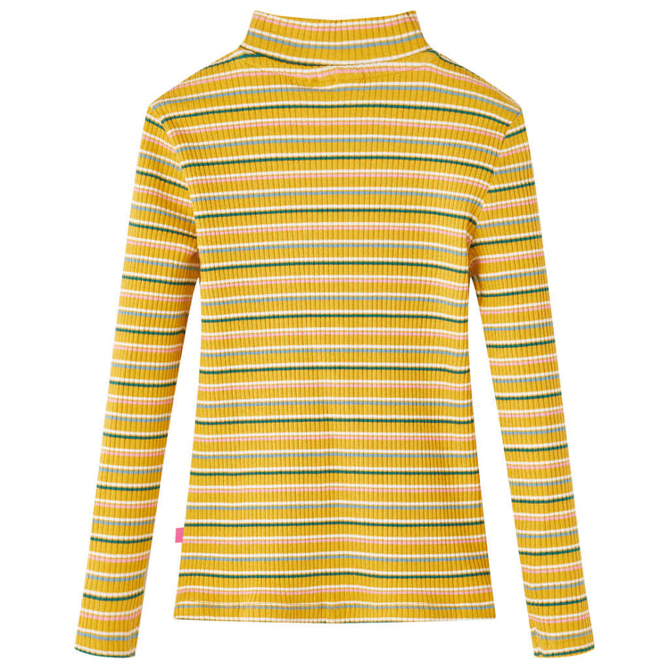 Vidaxl -Kinderhemd mit langen Ärmeln 116 Striped Ocker -Colored