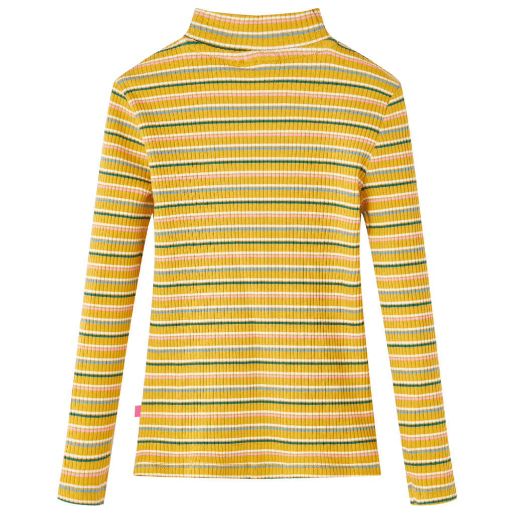 Vidaxl -Kinderhemd mit langen Ärmeln 128 Striped Ocker -Colored