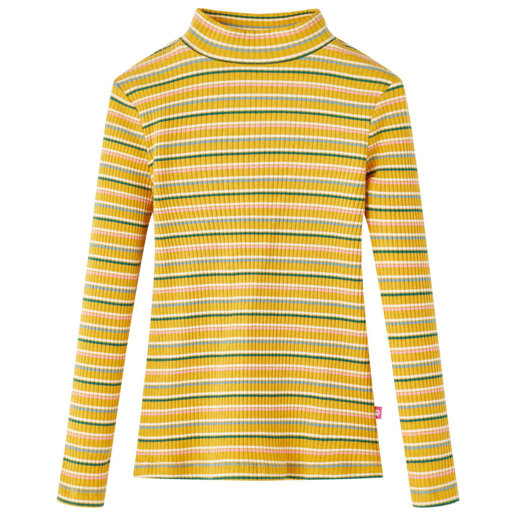 Vidaxl -Kinderhemd mit langen Ärmeln 140 Striped Ocker -Colored
