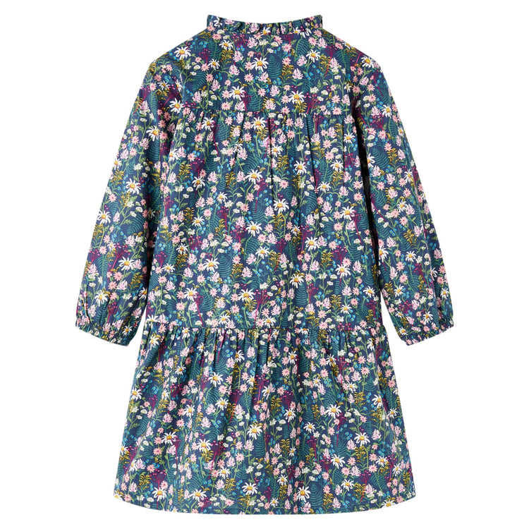 Vidaxl Kinderkleid mit langen Ärmeln 92 dunkelblau