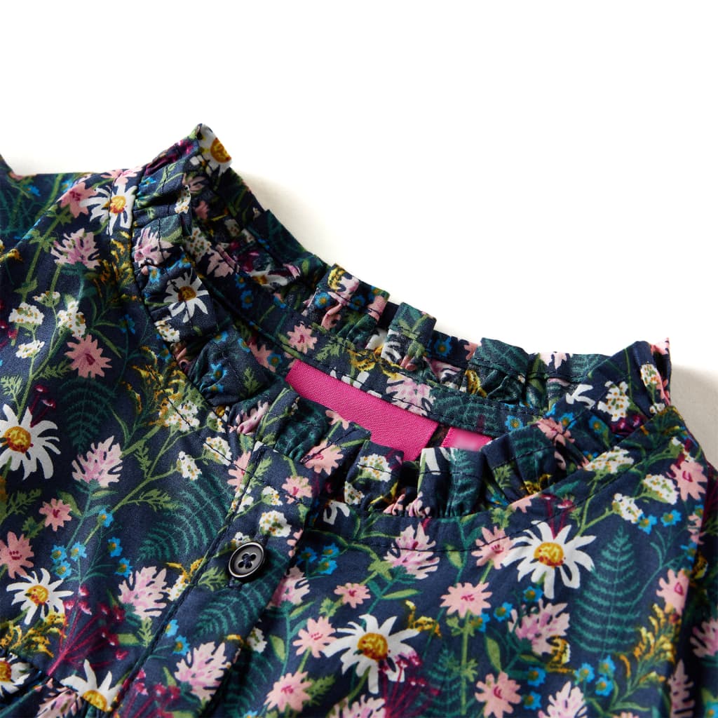 Vidaxl Kinderkleid mit langen Ärmeln 92 dunkelblau