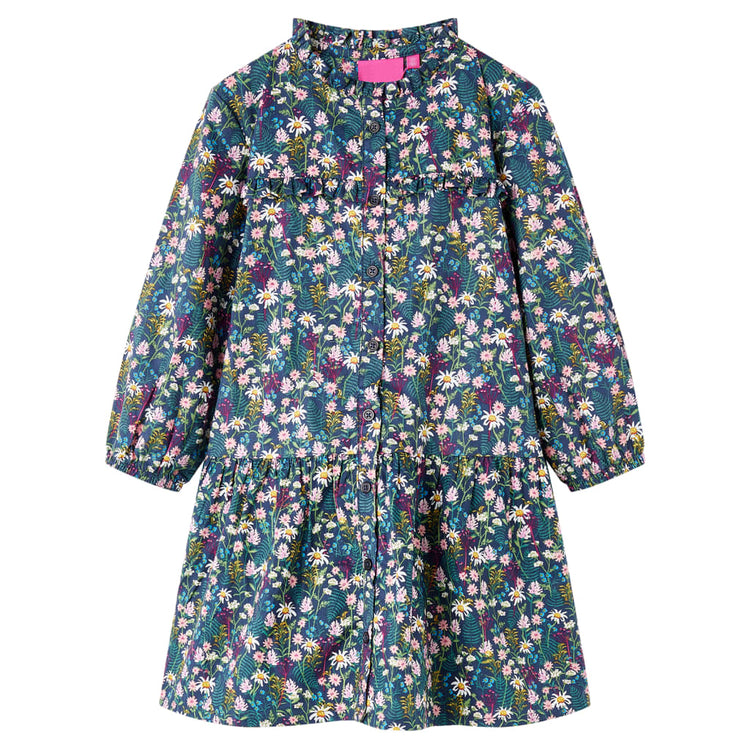 Vidaxl Kinderkleid mit langen Ärmeln 104 dunkelblau