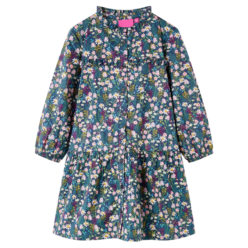 Vidaxl Kinderkleid mit langen Ärmeln 116 dunkelblau