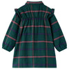 Vidaxl Kinderkleid mit langen Ärmeln und Rüschen 140 dunkelgrün