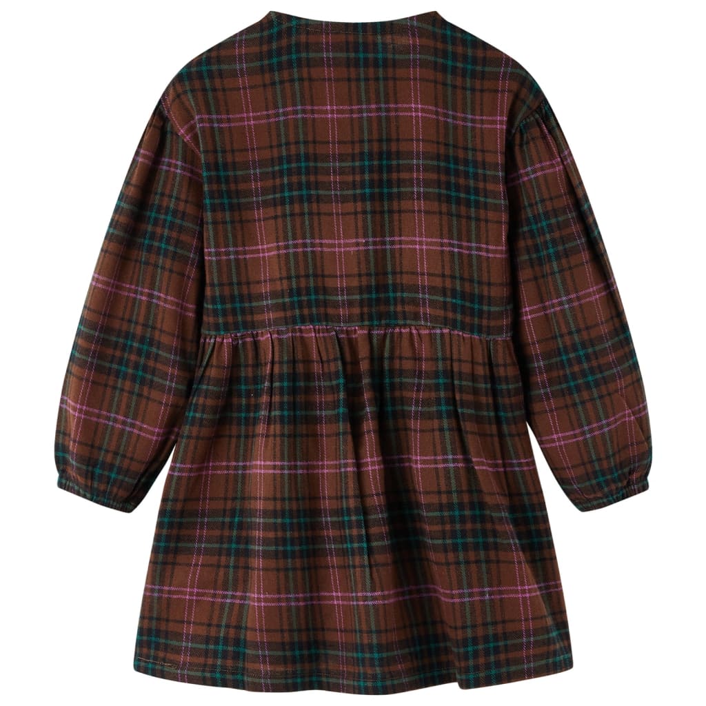 Vidaxl Kinderkleid mit langen Ärmeln 92 Cognac gefärbt