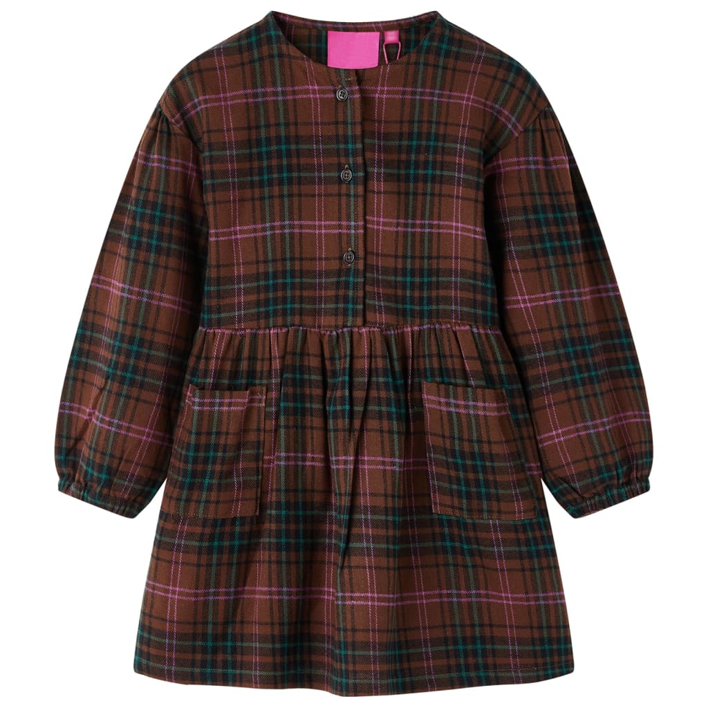 Vidaxl Kinderkleid mit langen Ärmeln 104 Cognac gefärbt