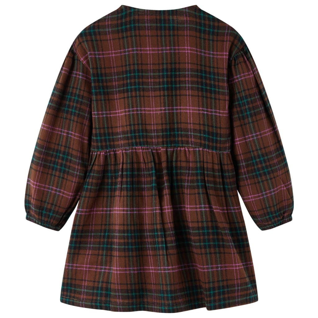 Vidaxl Kinderkleid mit langen Ärmeln 128 Cognac gefärbt