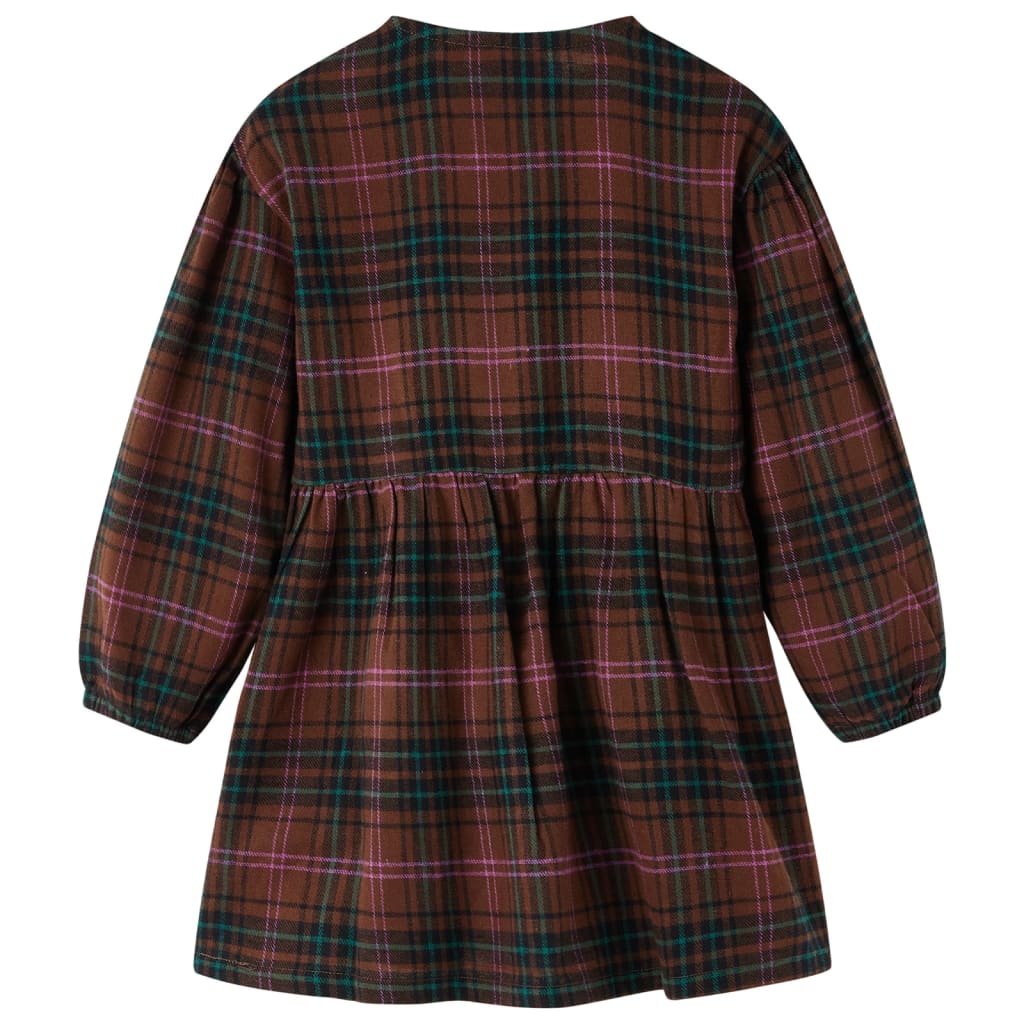 Vidaxl Kinderkleid mit langen Ärmeln 140 Cognac gefärbt
