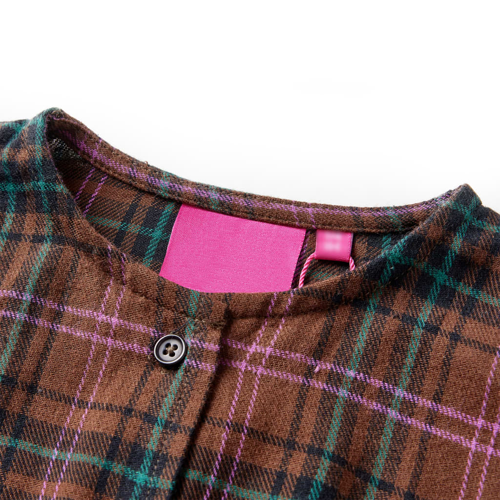 Vidaxl Kinderkleid mit langen Ärmeln 140 Cognac gefärbt