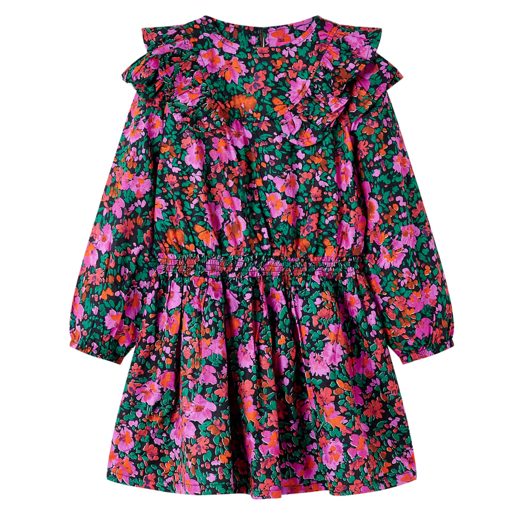 Vidaxl Kinderkleid mit langen Ärmeln 128 hellrosa