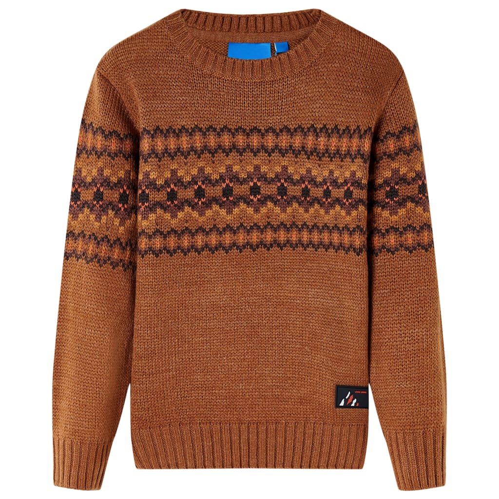 Vidaxl Kinderpullover gestrickt 92 Cognac farbig