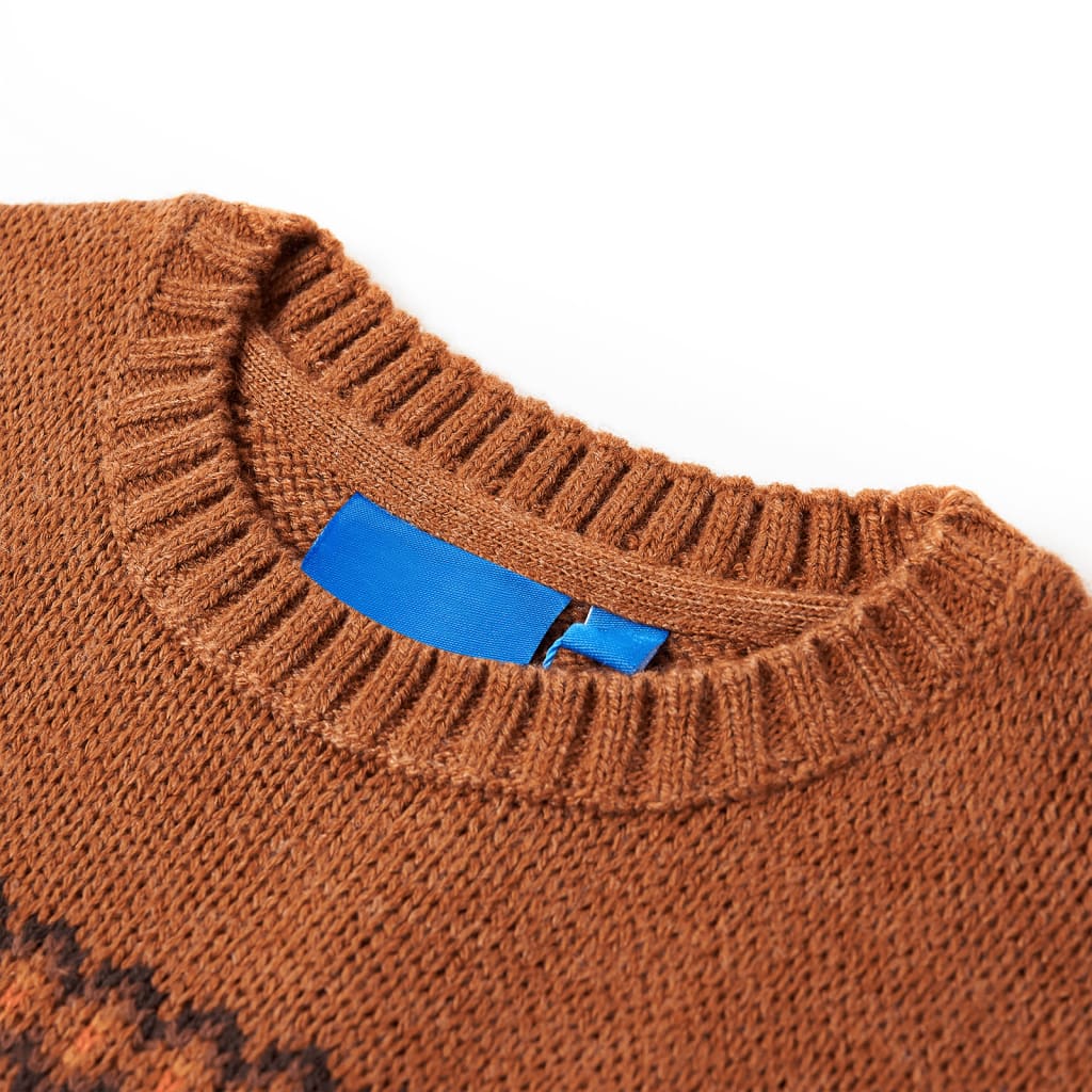 Vidaxl Kinderpullover gestrickt 92 Cognac farbig