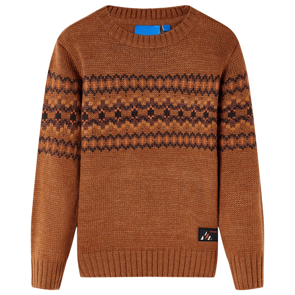 Vidaxl Kinderpullover gestrickt 104 Cognac farbig