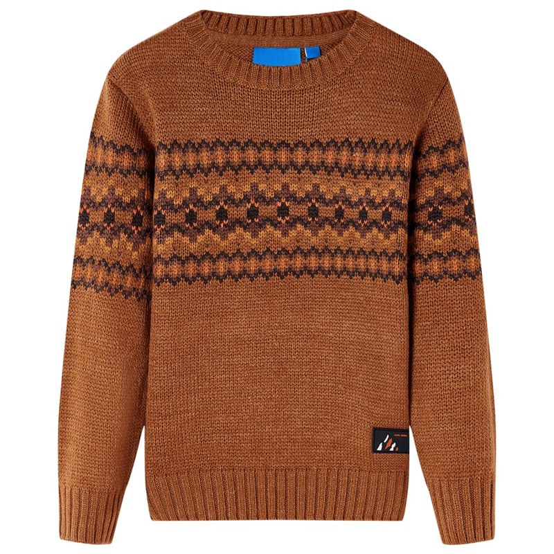 Vidaxl Kinderpullover gestrickt 104 Cognac farbig