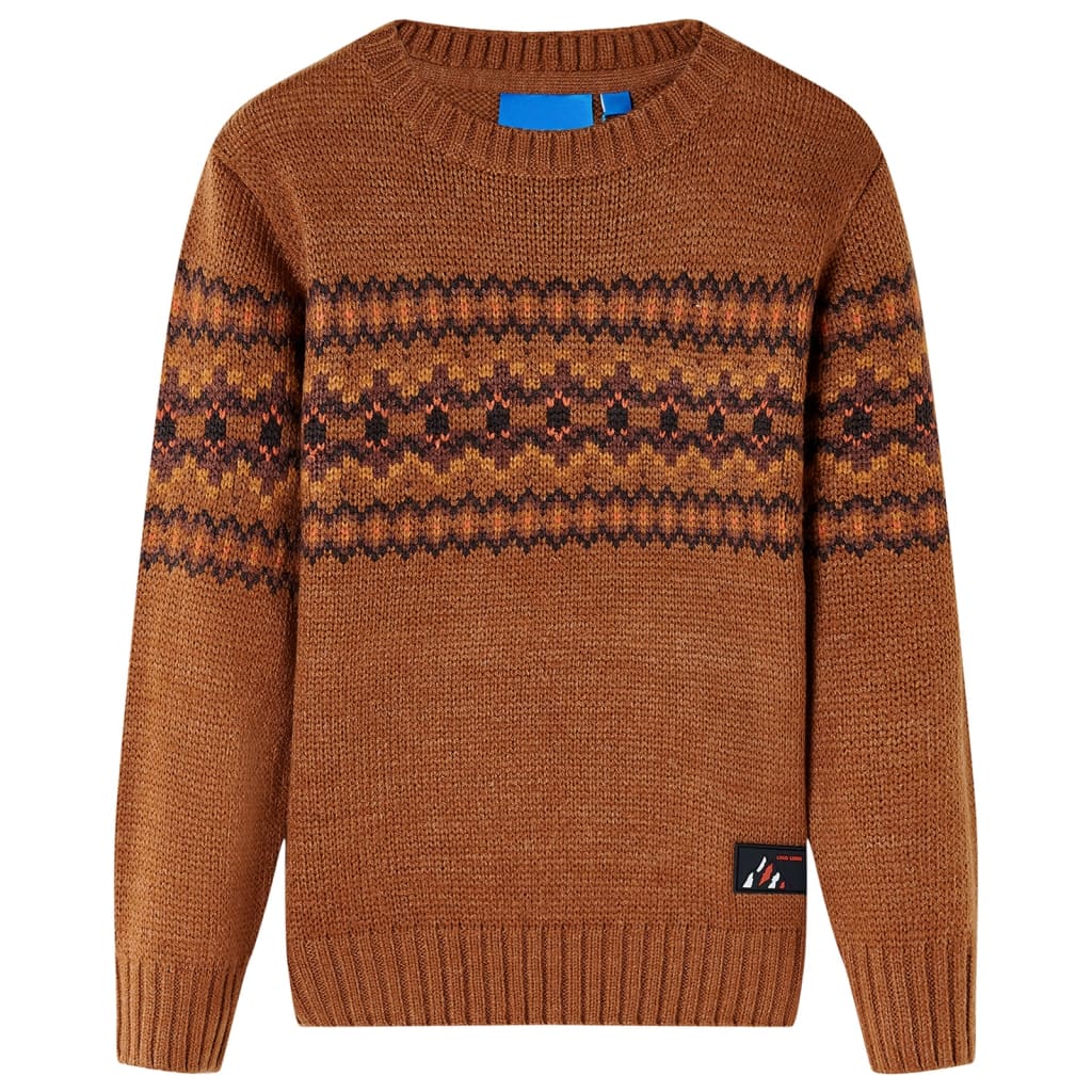 Vidaxl Kinderpullover gestrickt 128 Cognac farbig