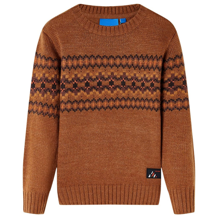 Vidaxl Kinderpullover gestrickt 128 Cognac farbig