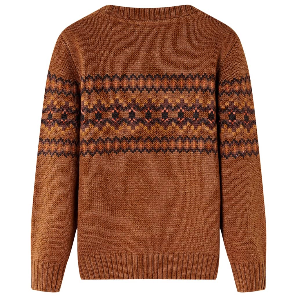 Vidaxl Kinderpullover gestrickt 128 Cognac farbig