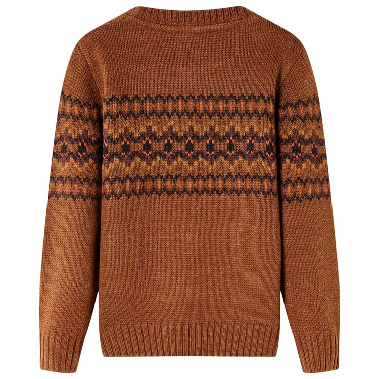 Vidaxl Kinderpullover gestrickt 128 Cognac farbig