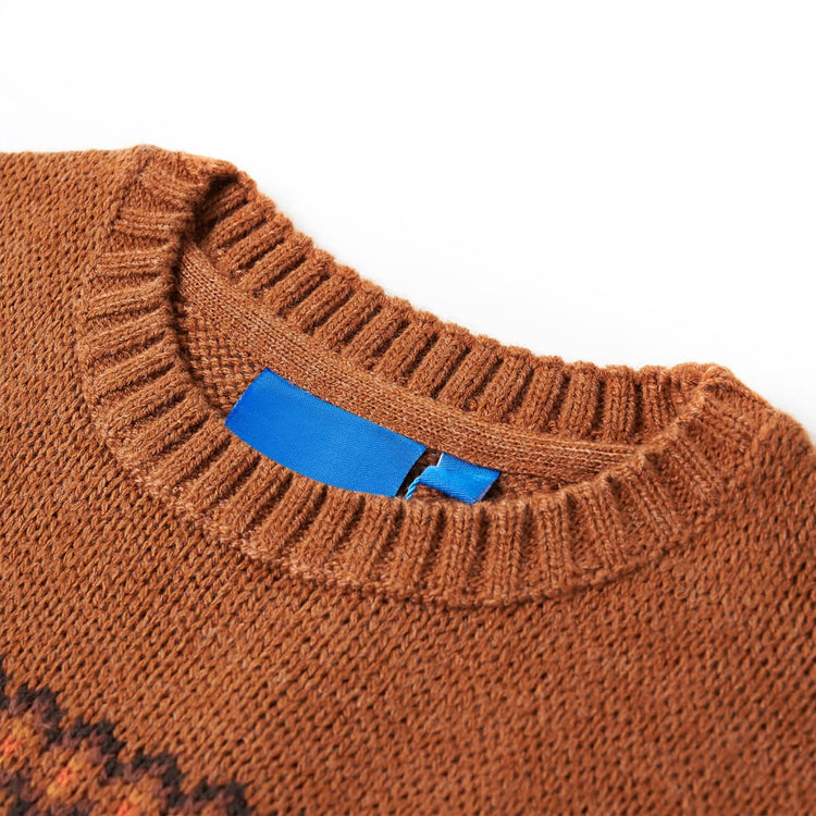 Vidaxl Kinderpullover gestrickt 128 Cognac farbig
