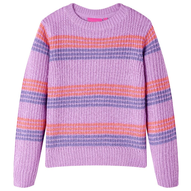 Vidaxl Kinderpullover mit Streifen 104 Lila und Pink gestrickt