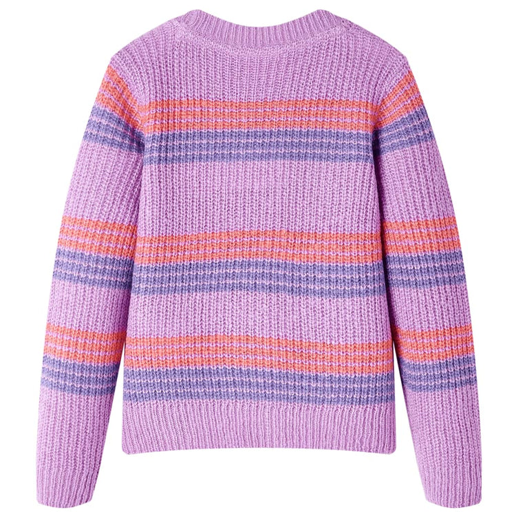 Vidaxl Kinderpullover mit Streifen 128 Lila und Pink gestrickt