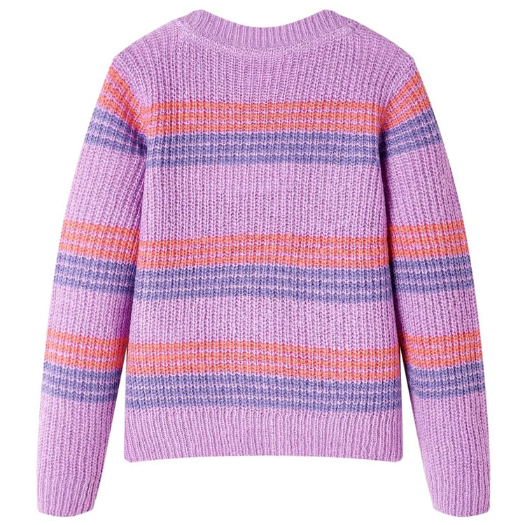 Vidaxl Kinderpullover mit Streifen 140 Lila und Pink gestrickt