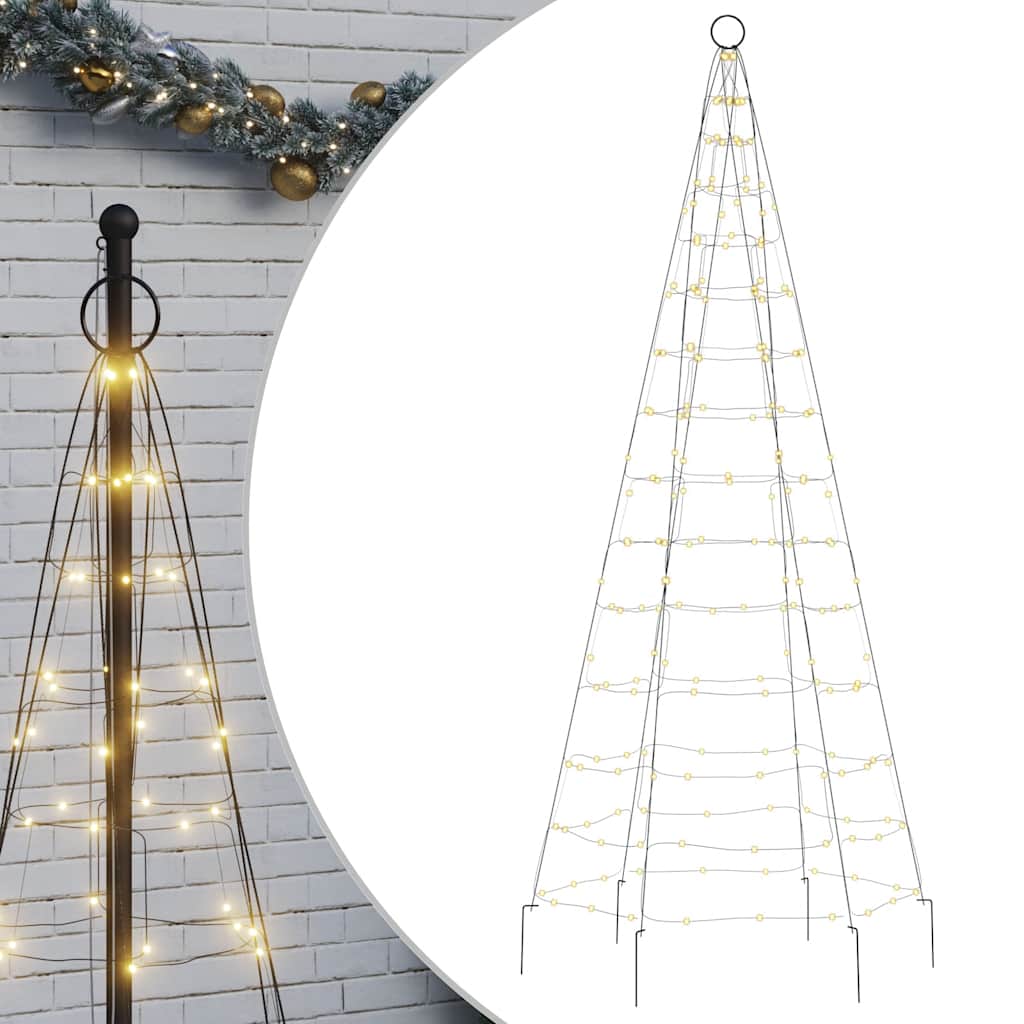 VIDAXL -LED -Weihnachtsbaum bei Vlagmast 200 LEDs warmes Weiß 180 cm