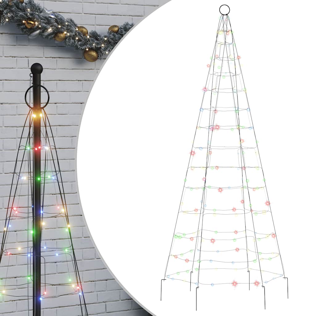 VIDAXL -LED -Weihnachtsbaum auf Fahnenmast 200 LEDs bunte 180 cm