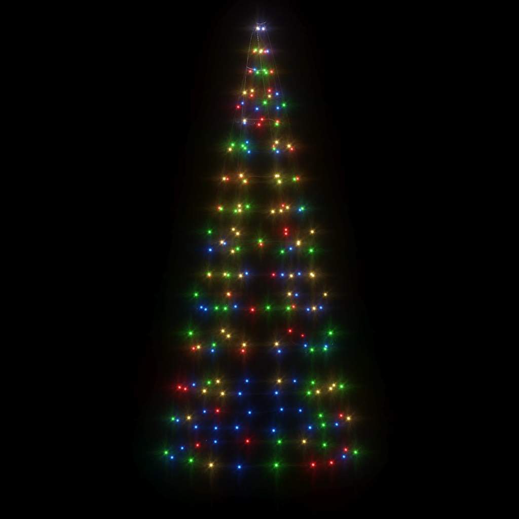 VIDAXL -LED -Weihnachtsbaum auf Fahnenmast 200 LEDs bunte 180 cm
