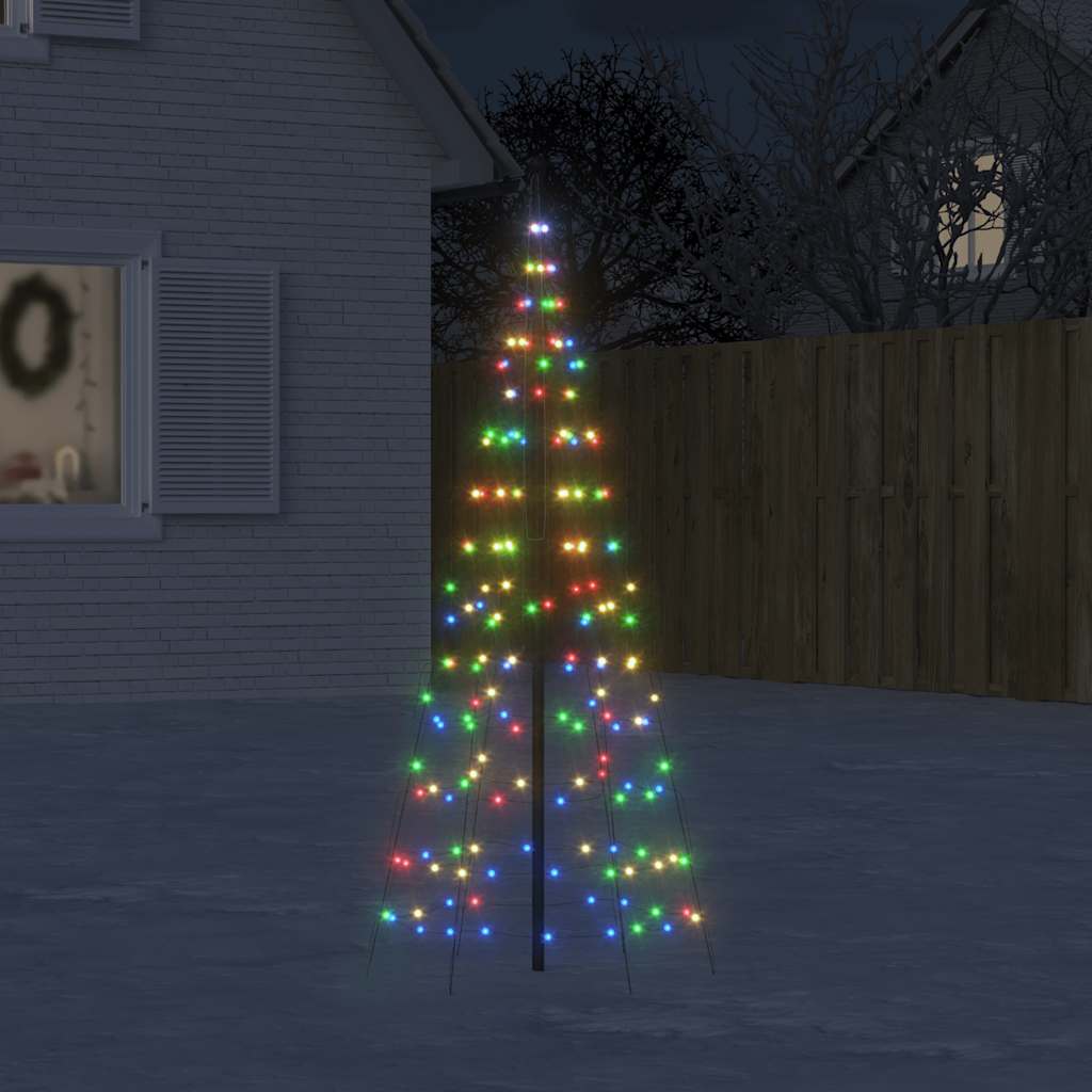 VIDAXL -LED -Weihnachtsbaum auf Fahnenmast 200 LEDs bunte 180 cm
