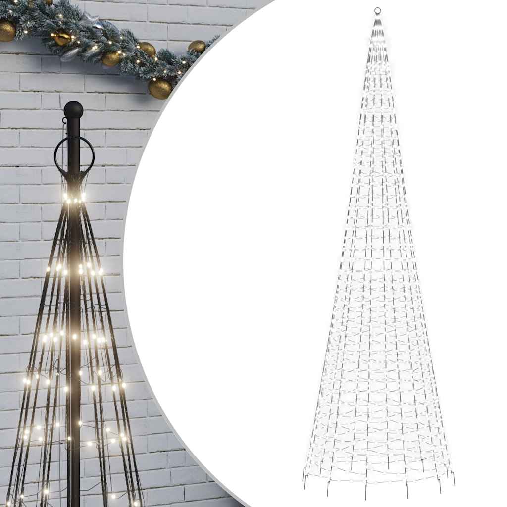 VIDAXL -LED -Weihnachtsbaum am Flaggmast 1534 LEDs kalt weiß 500 cm