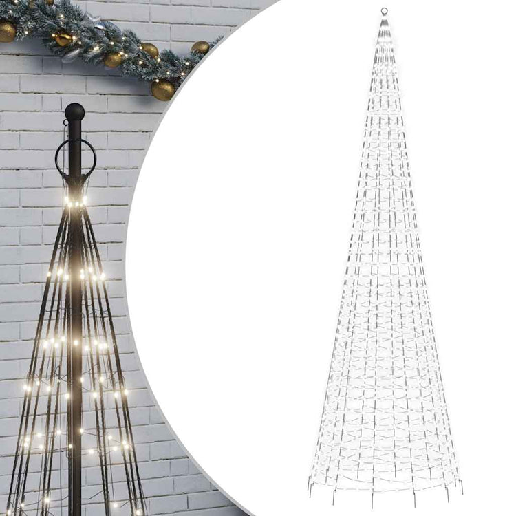 VIDAXL -LED -Weihnachtsbaum am Flaggmast 1534 LEDs kalt weiß 500 cm