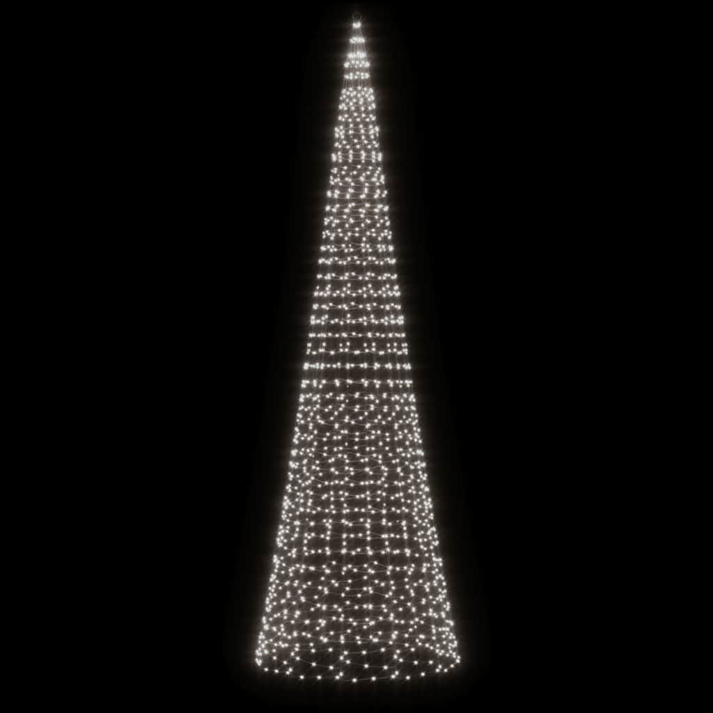 VIDAXL -LED -Weihnachtsbaum am Flaggmast 1534 LEDs kalt weiß 500 cm