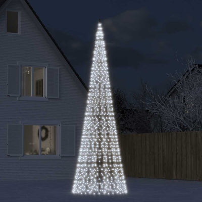 VIDAXL -LED -Weihnachtsbaum am Flaggmast 1534 LEDs kalt weiß 500 cm