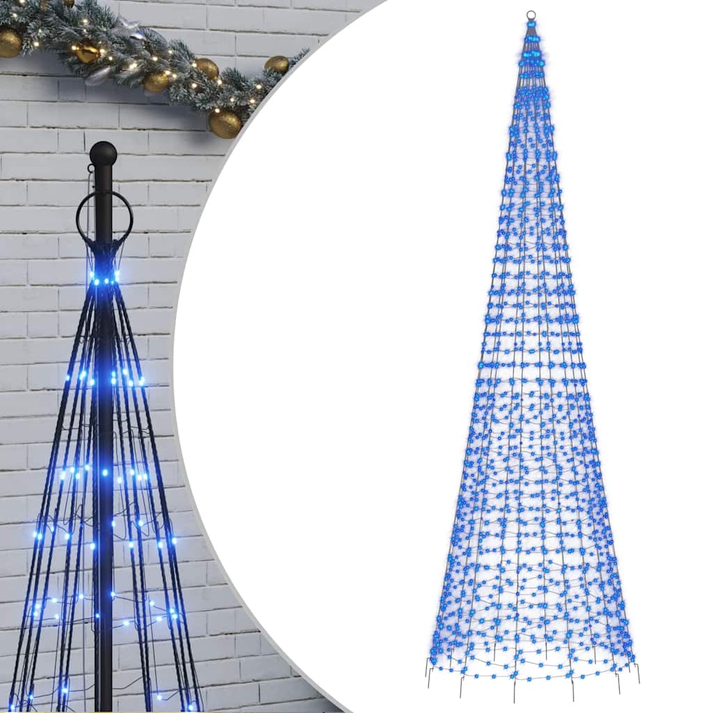 VIDAXL LED -Weihnachtsbaum bei Vlagensmast 1534 LEDs 500 cm blau