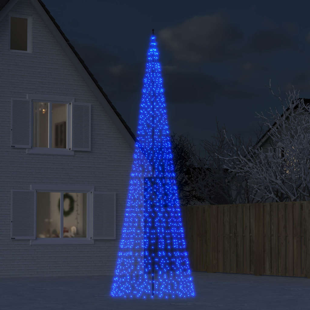 VIDAXL LED -Weihnachtsbaum bei Vlagensmast 1534 LEDs 500 cm blau