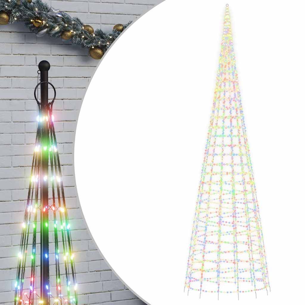 Vidaxxl LED-Weihnachtsbaum am Fahnenmast 3000 LEDs bunt 800 cm