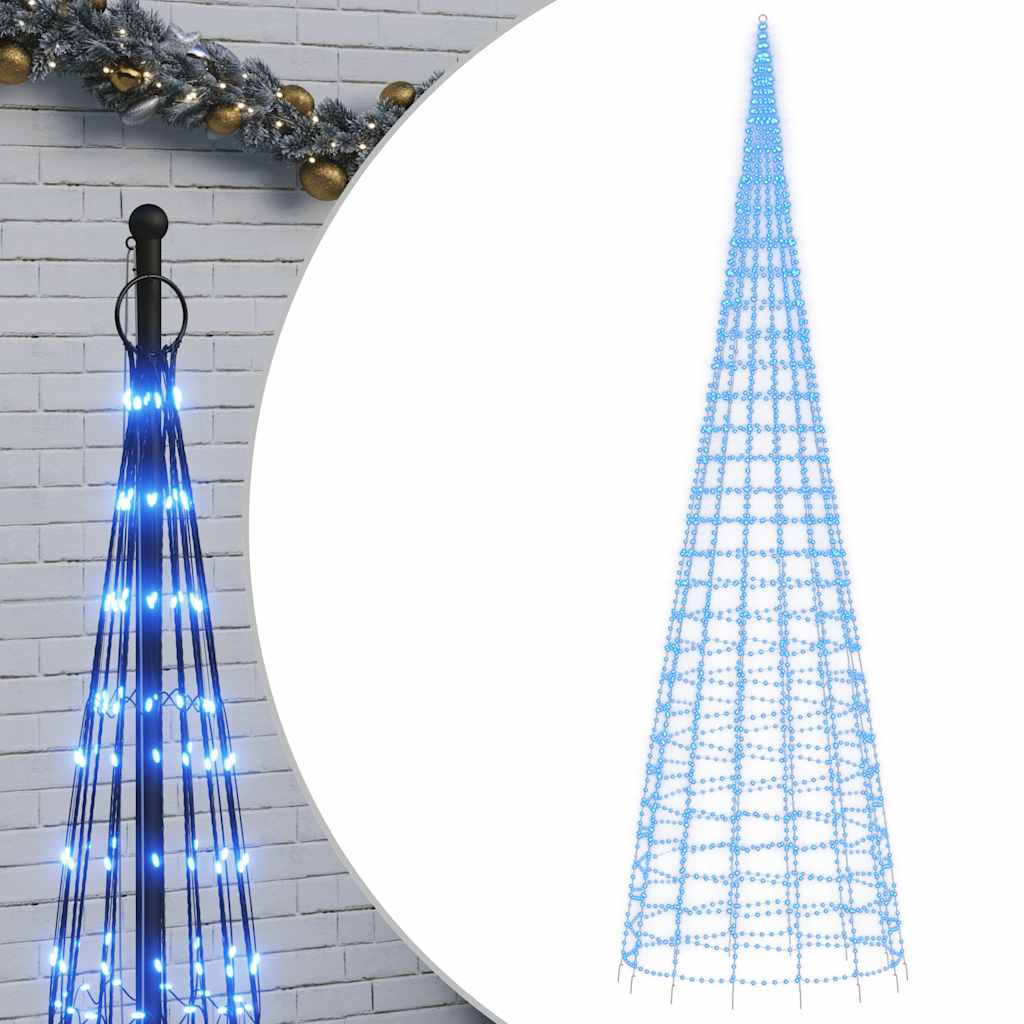 Vidaxl LED -Weihnachtsbaum auf Fahnenmast 3000 LEDs 800 cm blau