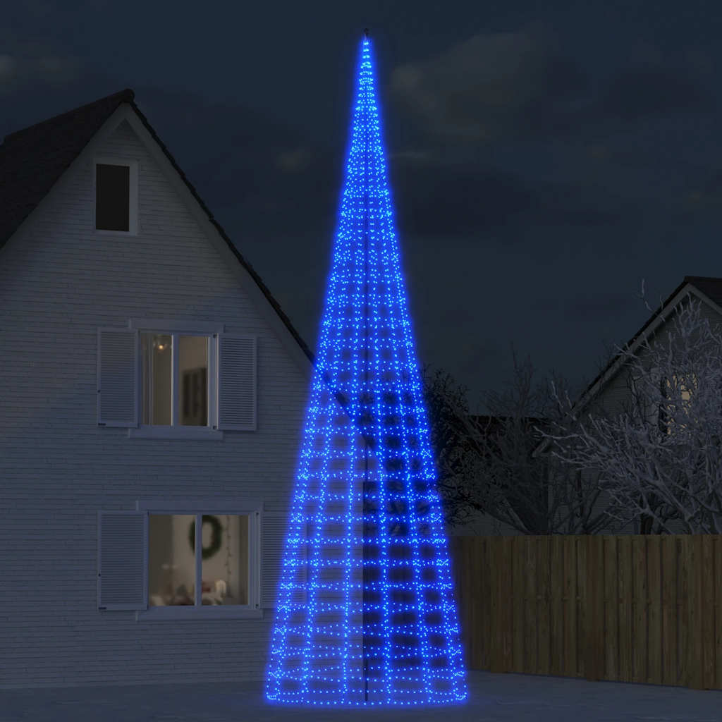 Vidaxl LED -Weihnachtsbaum auf Fahnenmast 3000 LEDs 800 cm blau