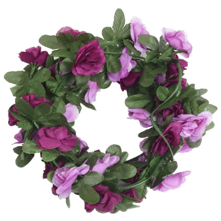 Vidaxl Weihnachtsgirlanden mit Blumen 6 St 250 cm Springlicht lila