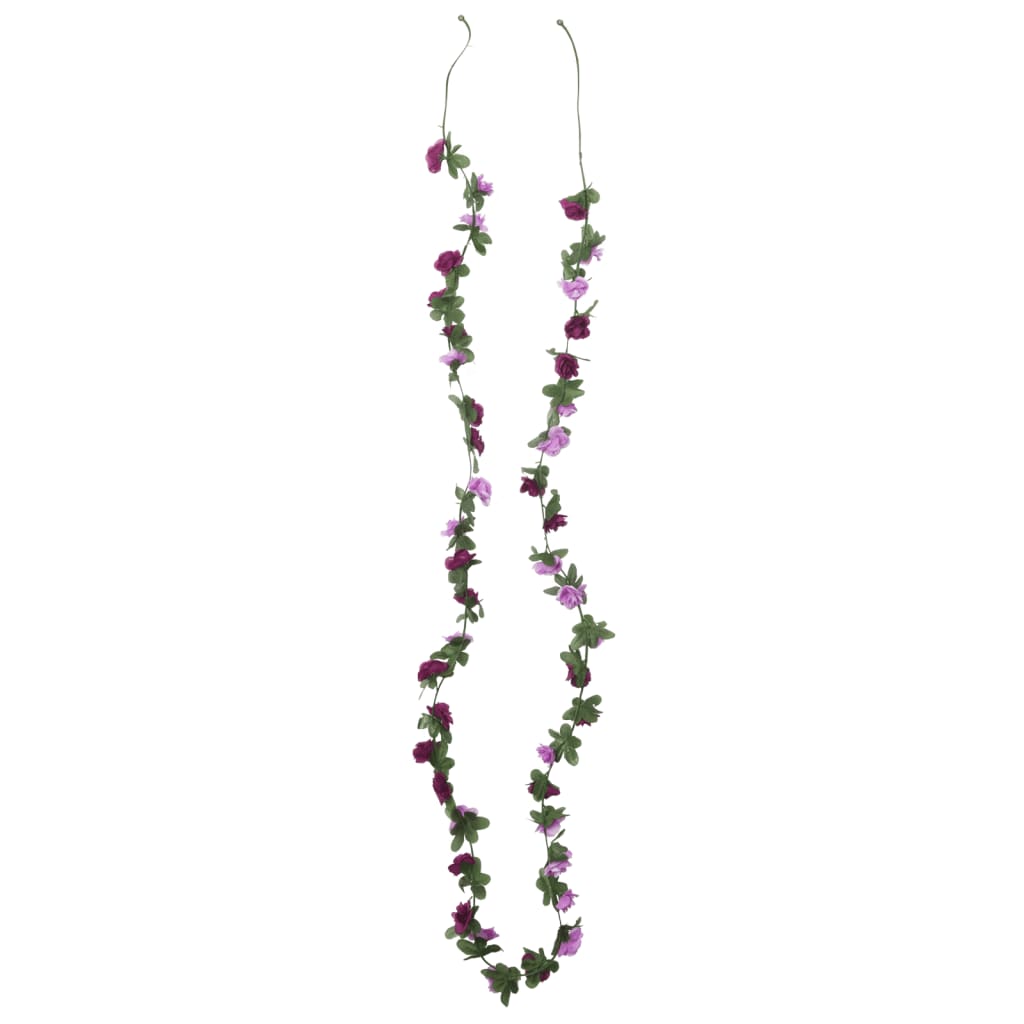 Vidaxl Weihnachtsgirlanden mit Blumen 6 St 250 cm Springlicht lila