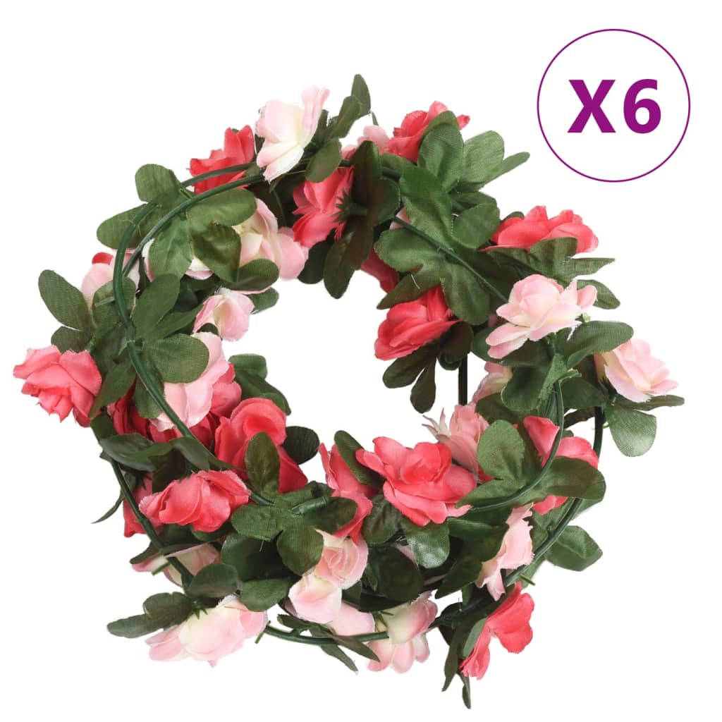 Vidaxl Weihnachtsgirlanden mit Blumen 6 St 250 cm Spring Rosé
