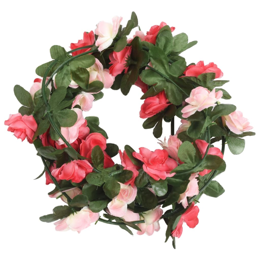 Vidaxl Weihnachtsgirlanden mit Blumen 6 St 250 cm Spring Rosé