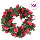 Vidaxl Weihnachtsgirlanden mit Blumen 6 St 250 cm Springrosa -red -Red