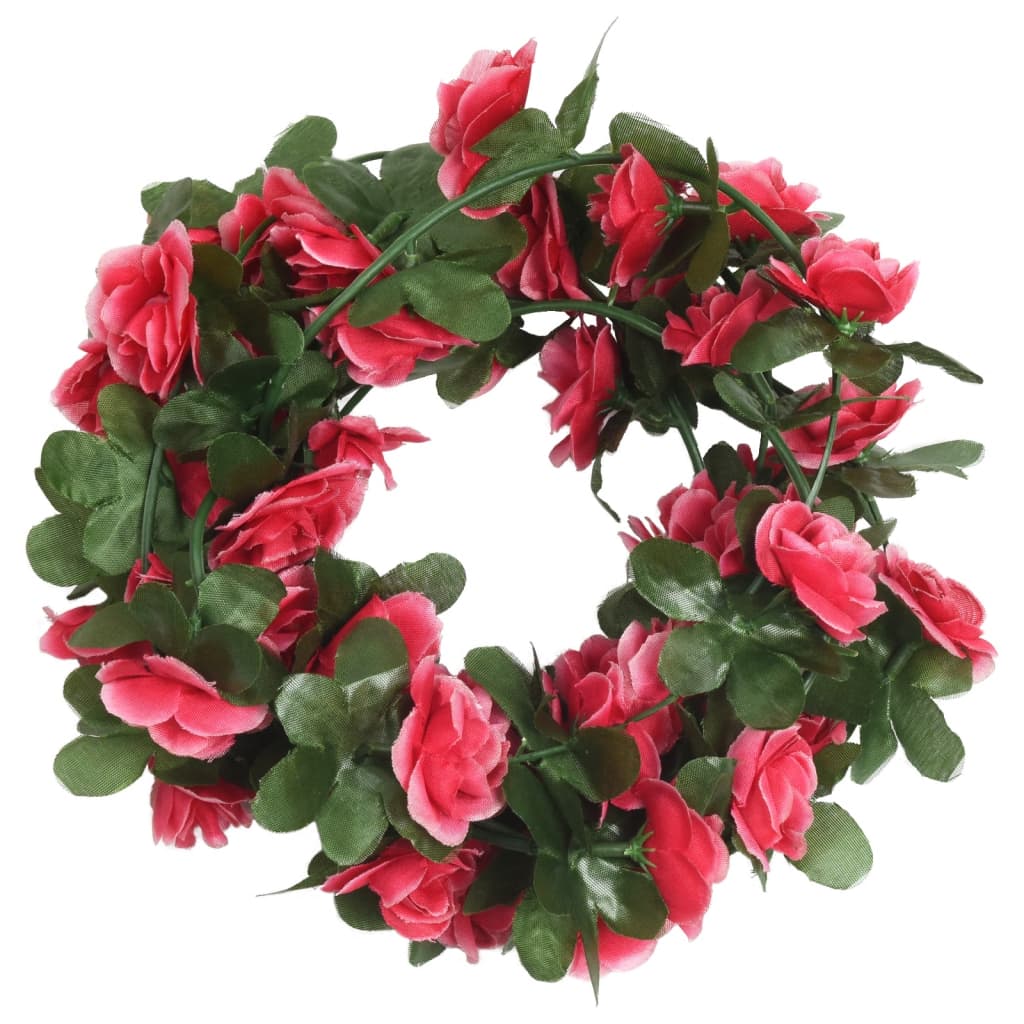 Vidaxl Weihnachtsgirlanden mit Blumen 6 St 250 cm Springrosa -red -Red