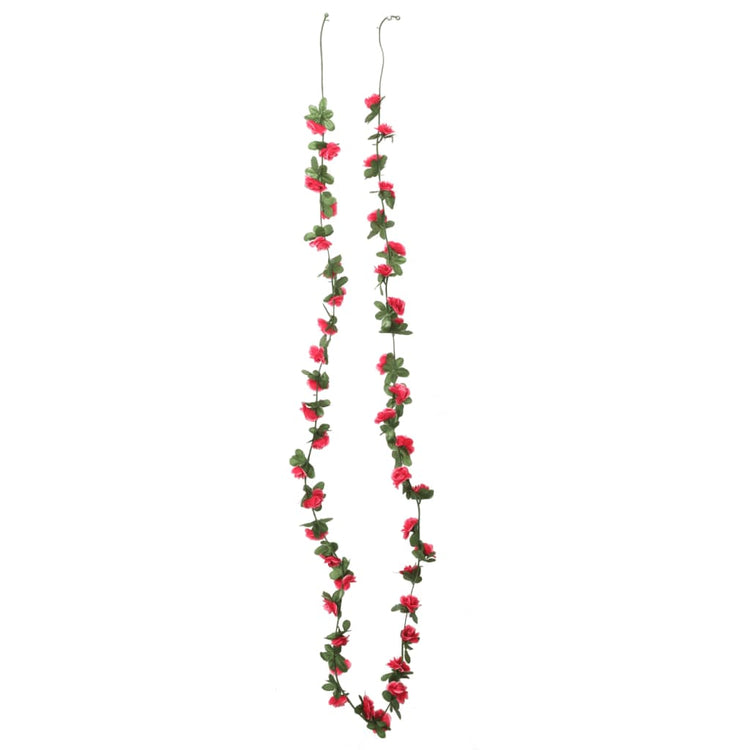 Vidaxl Weihnachtsgirlanden mit Blumen 6 St 250 cm Springrosa -red -Red
