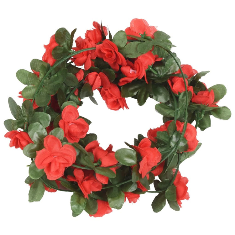Vidaxl Weihnachtsgirlanden mit Blumen 6 St 250 cm Frühling rot