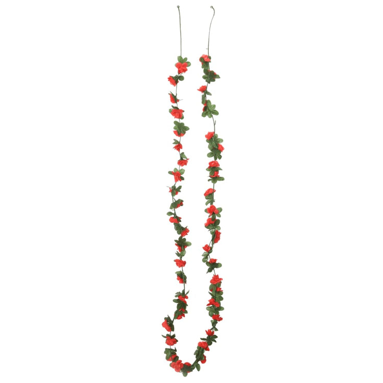 Vidaxl Weihnachtsgirlanden mit Blumen 6 St 250 cm Frühling rot
