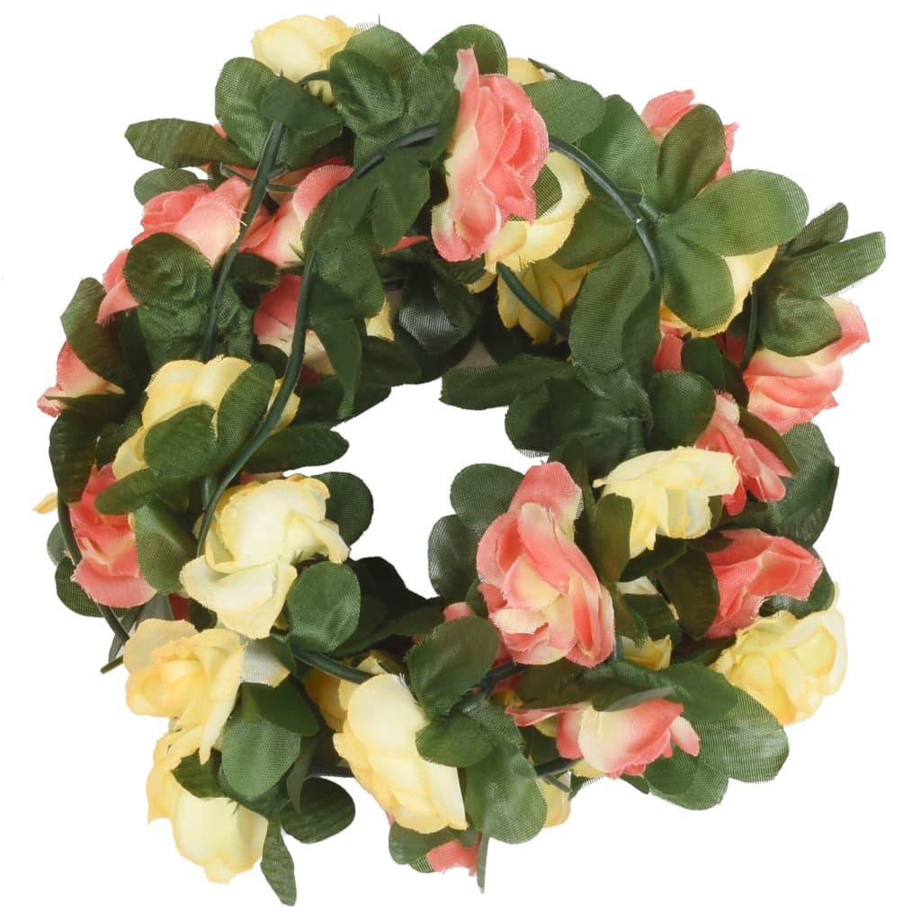 Vidaxl Weihnachtsgirlanden mit Blumen 6 St 250 cm Frühling Sonnenuntergang rot